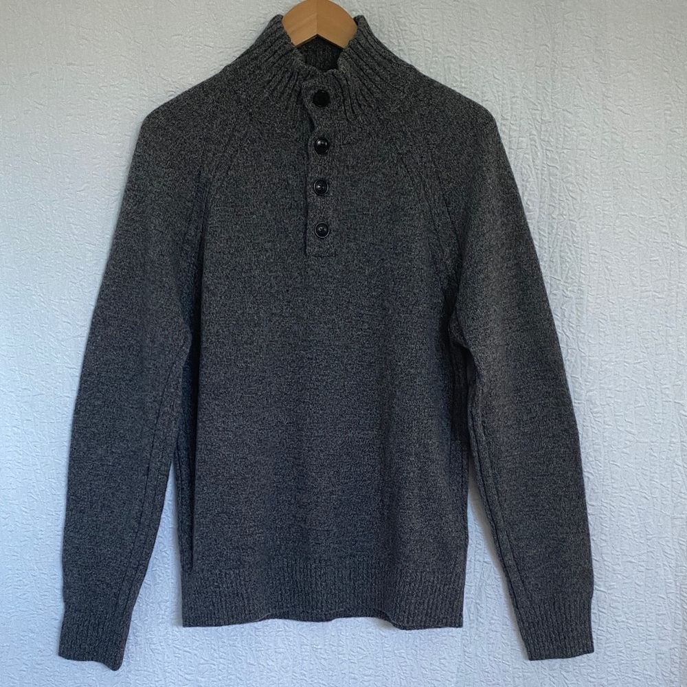 Banana Republic Gray Mock 1/4 Italian Wool Sweater